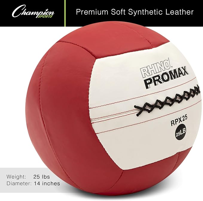 Champion Sports Rhino Promax Wall Balls - Soft Shell Non-Slip Grip for Weightlifting, Plyometrics, Cross Training, & Home Gym
