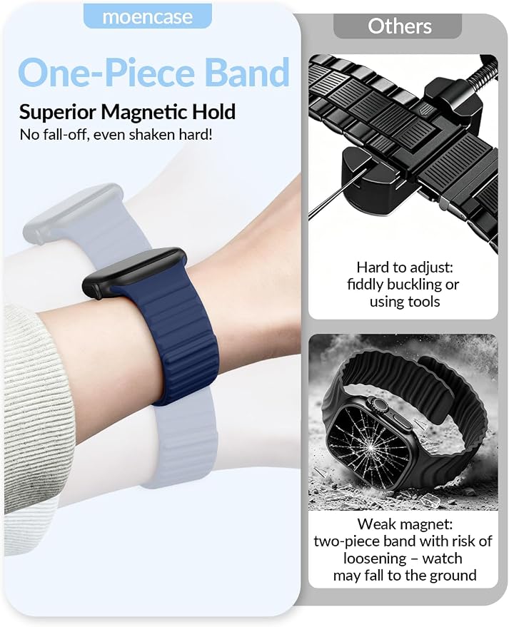 Patented Magnetic Silicone Sport Band for Apple Watch Bands for Women Men | Soft Silicone Solo Loop 40mm 38mm 41mm 44mm 45mm 42mm 49mm, Sport Strap for iWatch Series 11 10 9 8 7 6 5 4 3 2 1 SE Ultra