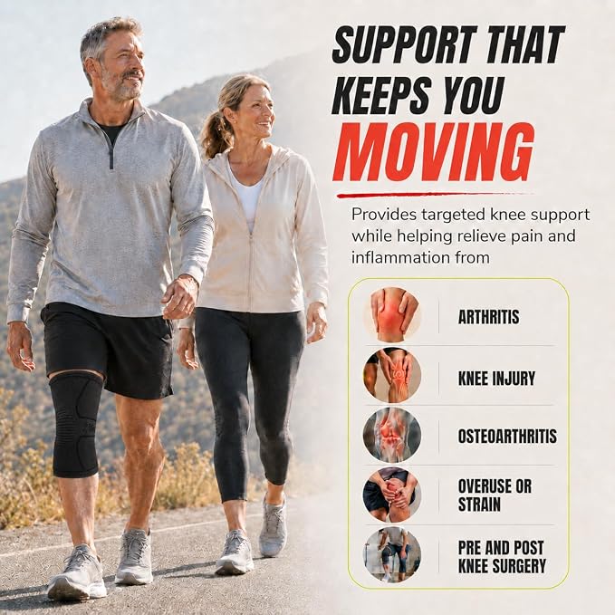 Knee Brace for Men and Women Knee Compression Sleeve Knee Support Wraps for Arthritis Joint Pain Relief, Workout, Swelling, Sports, Circulation, Running, Recovery for ACL & Meniscus Tear