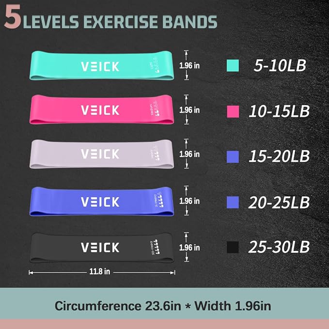 VEICK 10-150LBS Resistance Bands with Handles, Ankle Straps, Door Anchor | Accredited Lab Certified, 100% Natural Latex, Versatile for Yoga, Pilates, Strength, Home Gym