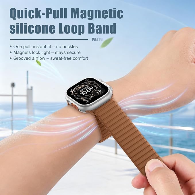 Magnetic Sport Silicone for Apple Watch Ultra 3 2 Band 49mm 46 45 44mm Men | Upgraded Magnet,Two-Tone Design,Waterproof,Soft Loop Strap for iWatch Ultra 3/2 Series 11 10 9 8 7 6 5 4 SE 46mm 45mm 44 49