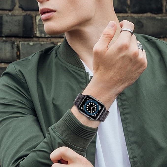 Sport Loop Nylon Band Compatible with Apple Watch Band 38mm 40mm 41mm 42mm 44mm 45mm 49mm Ultra 2 iWatch Series 9 8 7 6 SE 5 4 3 2 1 Strap, Fit for iPhone Watch Band Women Men Stretchy | Nylon Sport Loop Wristband Compatible with Apple Watch Ultra 2 38...