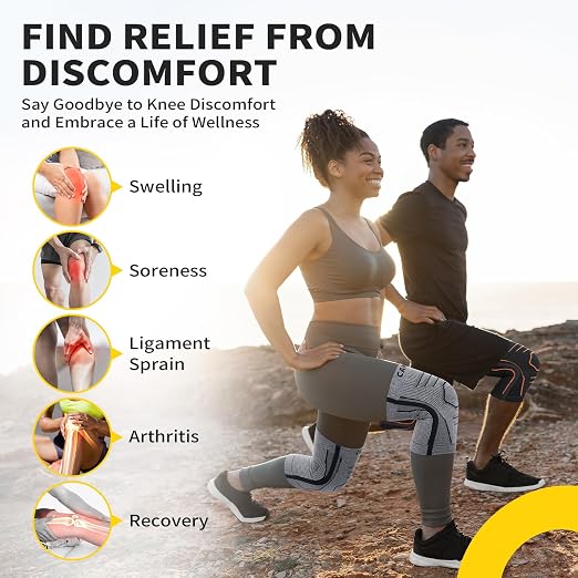 CAMBIVO 2 Pack Knee Brace for Women & Men, Compression Sleeves Knee Support | Lightweight Side Stabilizers| Latex free & silicone free | Knee pain relief for meniscus | Non-slip for running, hiking, gym