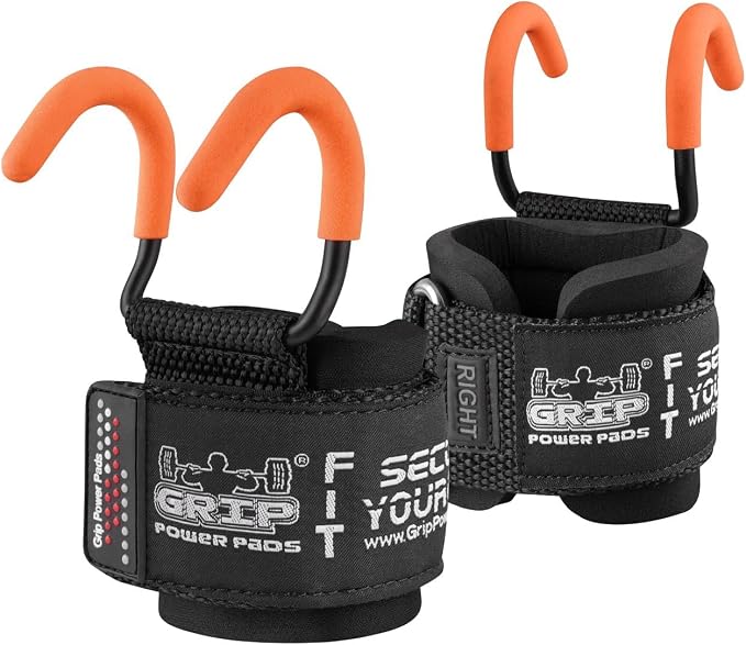 Weight Lifting Rod Hooks Heavy Duty Wrist Wraps Power Weight Lifting Training Gym Grips Straps Set of 2