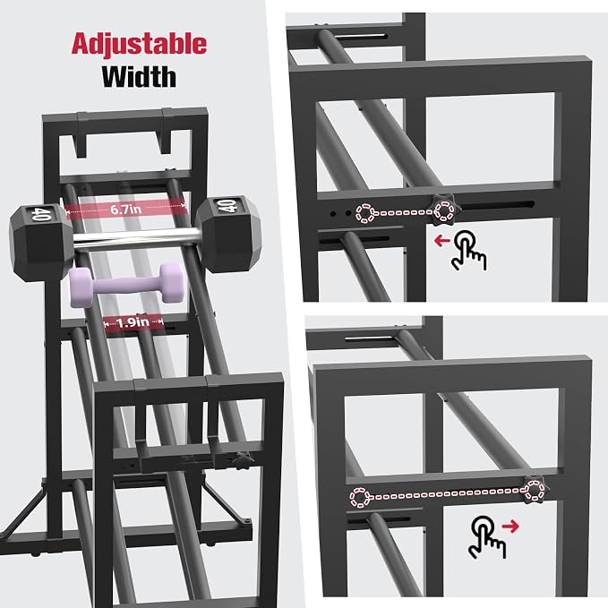 3 Tier Adjustable Dumbbell Rack Stand, Heavy Duty Carbon Steel Weight Storage Organizer for Home Gym, Easy Assembly, 450 lb Capacity for Dumbbells & Kettlebells (Dumbbell Rack Stand Only)
