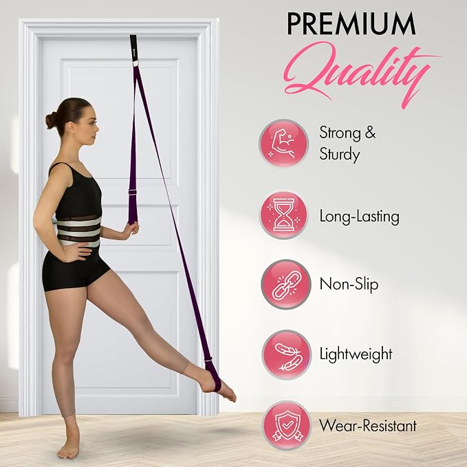 Stretching Strap with Door Anchor for Splits and Flexibility Training | Improve Leg Flexibility at Home, Ideal for Ballet, Dance, Cheerleading, Yoga, Pole Dance and Gymnastics