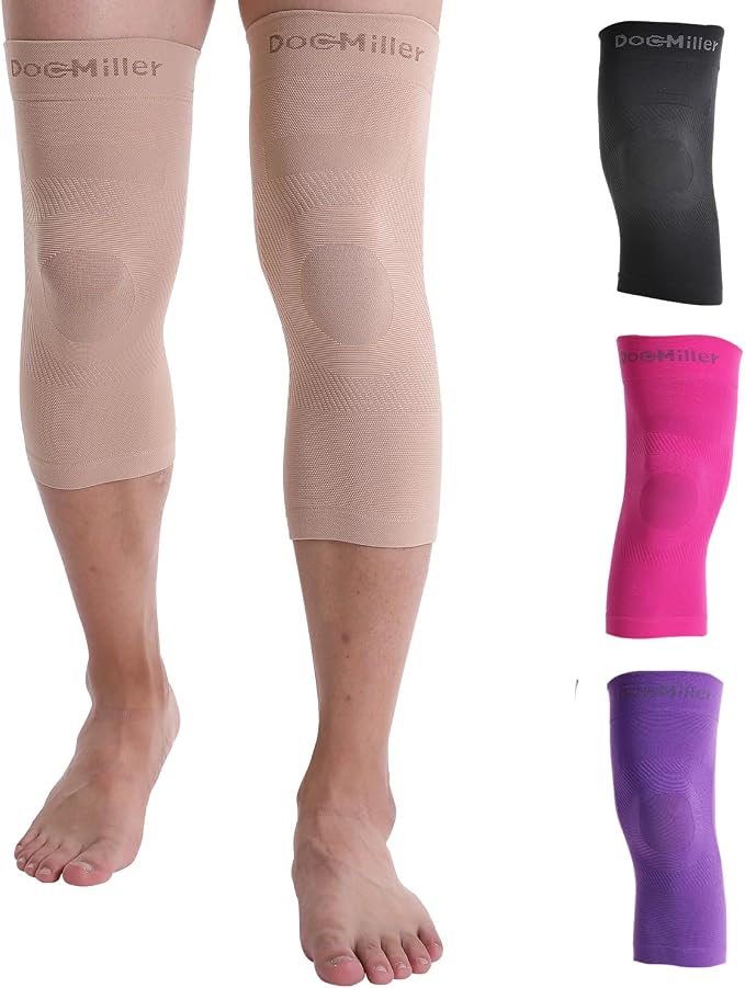 Doc Miller Knee Compression Sleeve Brace for Men & Women | Pair, Best Support for Workout, Running, ACL, Arthritis Pain Relief