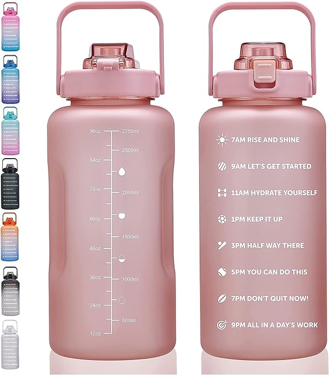 ST-YIBEN 64oz,100oz,128oz Large Motivational Water Bottle with Time Marker, Leakproof & BPA Free Half Gallon Big Water Bottle with Straw Handle Tritan Frosted Water Jug for Gym,Fitness,Outdoor Sports