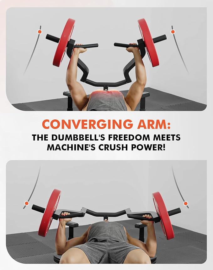 GMWD Chest Press Machine, Bench Press Machine with Independent Converging Arms, Adjustable Flat Incline Bench for Chest, AB Workouts, Shoulder Home Gym Equipment