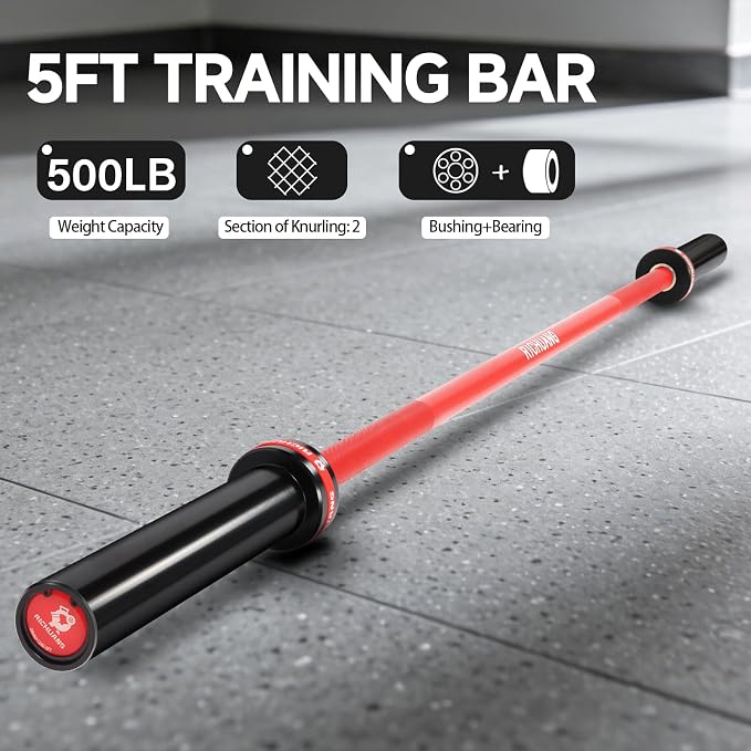 Ceramic Olympic Barbell 4/5/6FT – Short 2" Bar for Home Gym | Alloy/A3/45 steel. 400-500LB. 28mm knurled grip. Brass bushings. Squat, bench, deadlift, hip thrust. Fits standard plates.