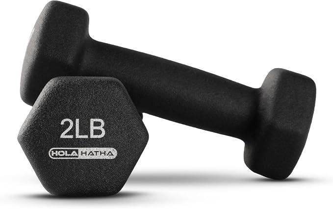 HolaHatha 1, 2 and 3 lb Neoprene Dumbbell Strength Training Weight Set with Rack