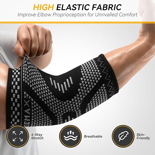INDEEMAX Copper Elbow Compression Sleeve, 2 Pack Elbow Brace for Tendonitis | Elbow Sleeve for Women Men, Arm Support for Tennis & Golfer's Elbow, Joint Pain Relief, Arthritis, Bursitis, Weightlifting