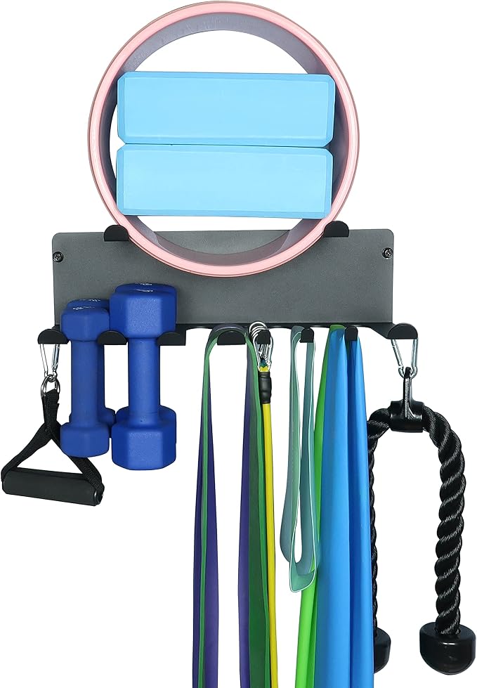 Multi-Purpose Gym Equipment Storage Rack Resistance Bands Storage Hanger Barbell Rack Heavy Duty Gym Rack for Exercise Bands, Lifting Belts and Jump Ropes