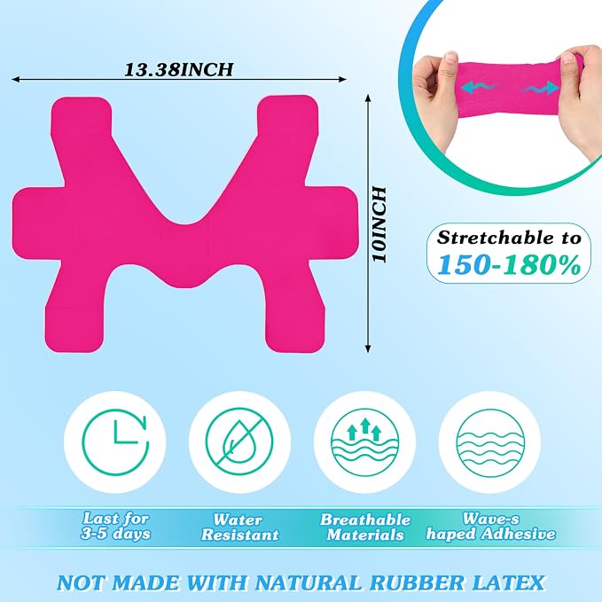 16 Pcs Precut Kinesiology Tape for Ankle Cotton Breathable Elastic Athletic Tape Pain Relief Minimize Ankle Sprain Provides Support and Stability for Ligament and Muscle Marathon Use(Pink)