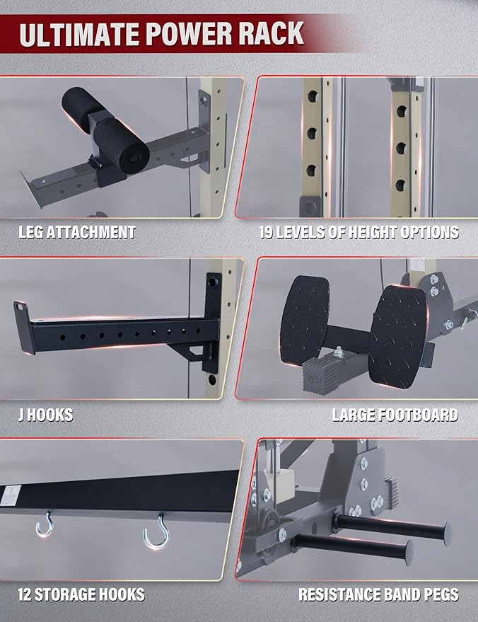 MAJOR FITNESS Drone3 Smith Machine, 2500lbs All-in-One Home Gym Power Rack with Dual Pulley System for Cable Crossover, Pull-Up Bars
