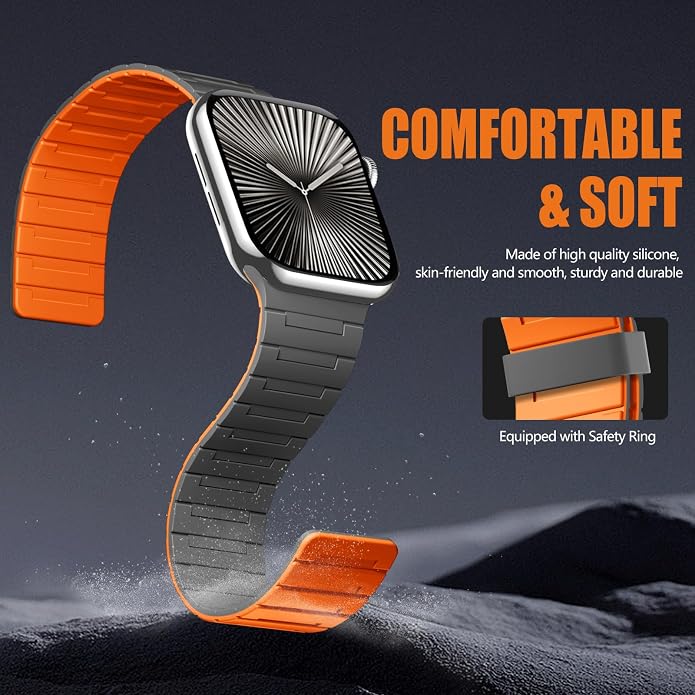 SNBLK Magnetic Watchband Compatible with Apple Watch for Men 44mm 45mm 46mm 49mm 42mm 41mm 40mm 38mm Women, Silicone Sport Strong Magnet Strap for iWatch Series 11 Ultra 3 Ultra 2 Se 10 9 8 7 6 5 4 1