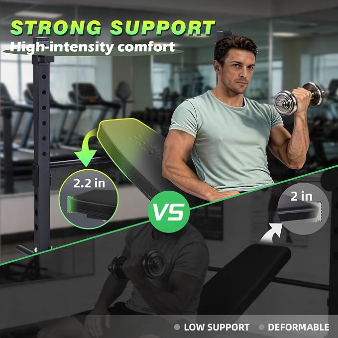 Adjustable FID Weight Bench for Home Gym | Bench press Set with 8-Level Barbell Rack, Flat/Incline/Decline Full Body weight benches for home gym