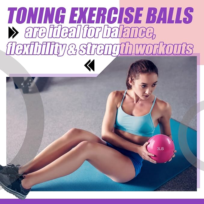 Halloscume 1 lb 2lb 3lb 4lb 5lb Weighted Toning Balls for Exercise, Innovations Soft Medicine Balls for Exercise, Pilates, Yoga, Balance, Flexibility