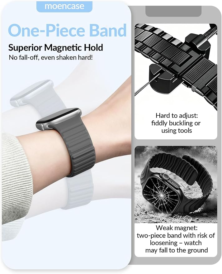 Patented Magnetic Silicone Sport Band for Apple Watch Bands for Women Men | Soft Silicone Solo Loop 40mm 38mm 41mm 44mm 45mm 42mm 49mm, Sport Strap for iWatch Series 11 10 9 8 7 6 5 4 3 2 1 SE Ultra