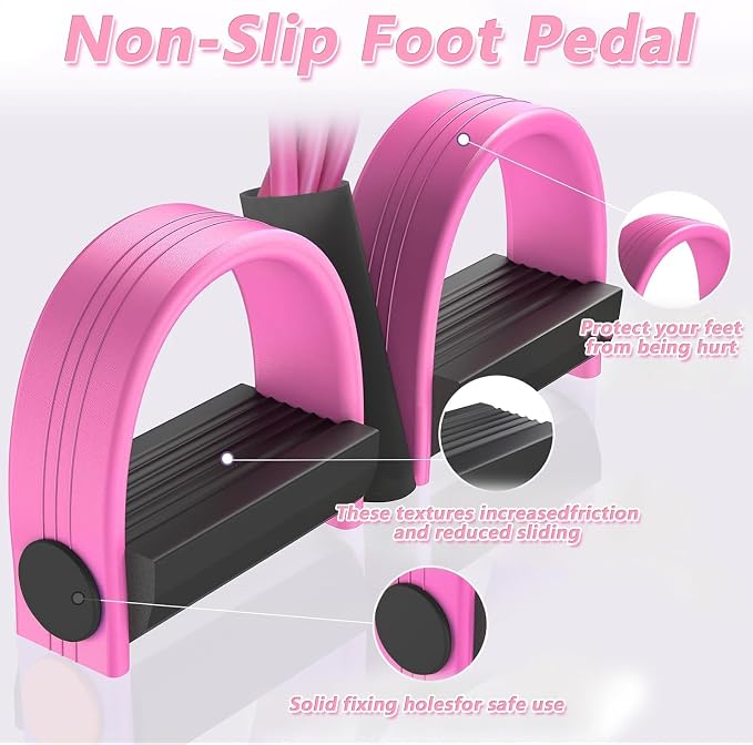 6-Tube Pedal Resistance Band for Women,Fixed High Resistance Foot Pedal Exerciser,Anti-Snap Home Gym Workout Equipment for Abdomen,Waist,Arm,Leg,Glutes,Full Body Toning & Strength Training