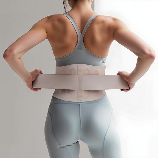 Slim Fit Lower Back Brace – Ultra-Thin Ergonomic H-Shaped Resin Support, Seamless Design for Strong & Comfortable Lumbar Support, Lightweight & Discreet Back Brace (Beige, XX-Large)