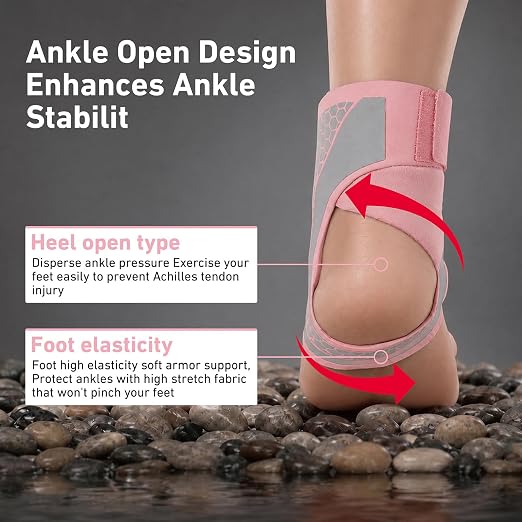 Ankle Brace for Men & Women, Pink, 1 Pc | Breathable Compression, Plantar Fasciitis Relief, Adjustable, Sprain Recovery & Sports Protection