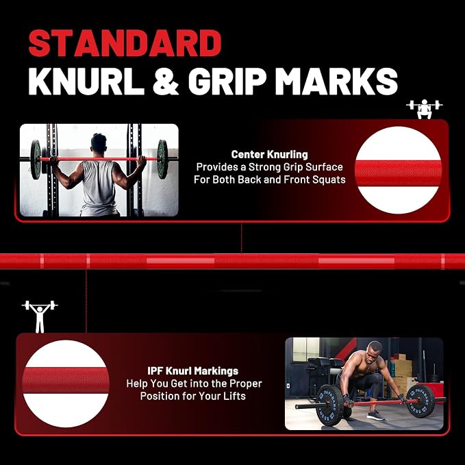 PAPABABE 7ft Barbell 45lb Olympic Barbell 1000/1500lbs Capacity Home Gym | 7ft 45lb 2" Olympic Barbell, 1000/1500lbs Capacity, Hybrid Needle Bearings & Bushings for Squat Curl Deadlift