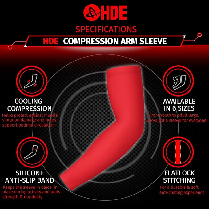 HDE Arm Compression Sleeves for Kids Basketball Shooting Sleeve Youth Sports Cooling Sun Protection Football Baseball 1 Pair