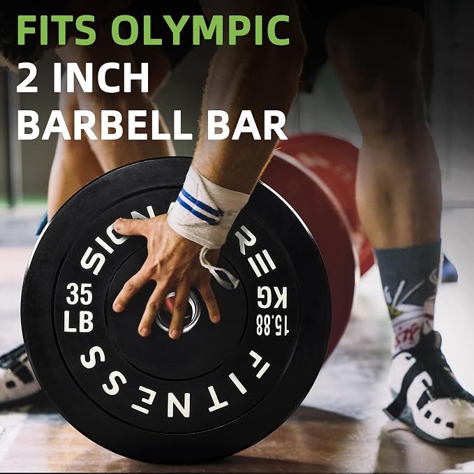 Fitvids 2-Inch Olympic Rubber Weight Plates Pair, Bumper Plates for Strength Training, multiple options