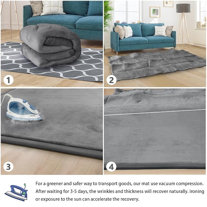 Baby Play Mat for Floor Nursery Rug Muscle Mat Area Rug Playroom Rug 59"x59" Playpen Mat Elastic Foam 1.3" Thick Crawling Mat for Babies,Toddlers, Infants, Kids,Grey