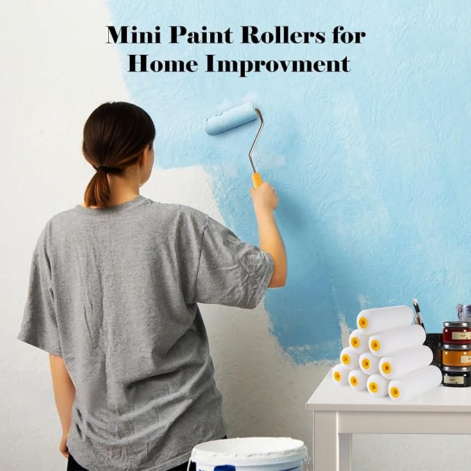 Mister Rui Foam Paint Rollers, 20 Pack 4 Inch Sponge Mini Paint Rollers | High Density Foam Paint Roller Refills 4 Inch, Small Foam Paint Rollers for House Painting, High Absorption