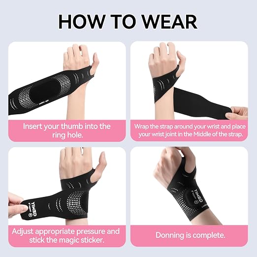Ultra-Thin Wrist Brace Support for Carpal Tunnel, Pink | Wrist Brace for TFCC Tears, Elastic Wrist Wraps for Weightlifting, Typing, Gym, Day Night Wrist Support for Tendonitis, DRUJ