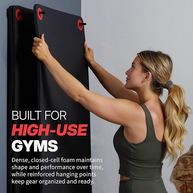 SPRI Hanging Exercise Mats for Gyms, Closed-Cell Foam Yoga & Fitness Mats with Grommets, Thick Workout Mats for Studios & Group Fitness Classes