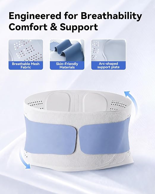 Ultra-Thin Lower Back Support Belt for Sciatica Pain Relief Brace | Breathable,Ergonomic Curve Panel,Adjustable Lumbar Support for Men & Women Sitting, Working and Sports.Fits:Waist 37.4-40.9"