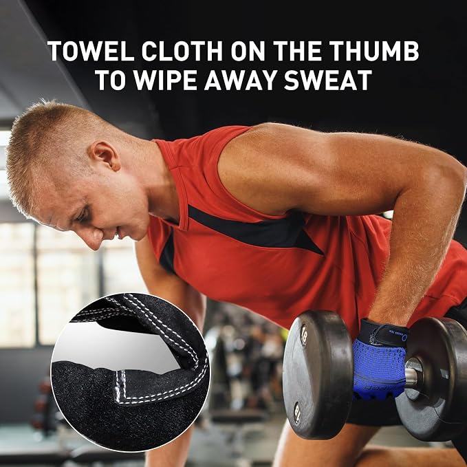 FINGER TEN Workout Gloves Full Finger with Padding 1 Pair | Shock Absorbing Palm Support, Non-Slip Extra Grip Control, Breathable Flexible Fit, for Exercise Weight Lifting Fitness