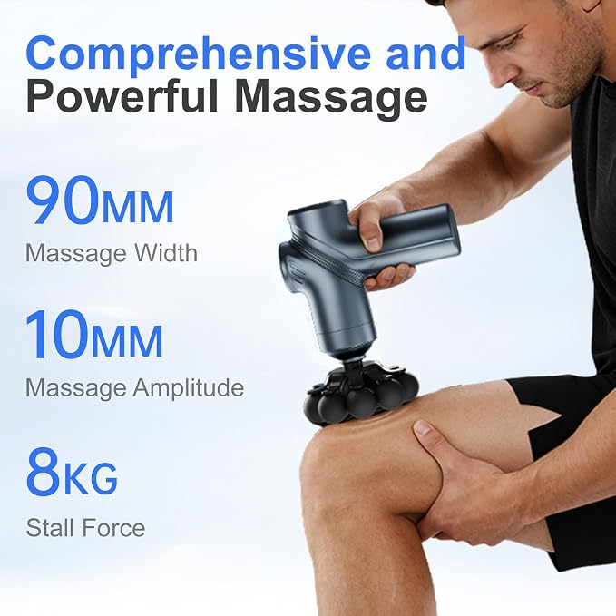 LEERCON Massage Gun Deep Tissue Mini Muscle Back Massager for Pain Relief | Silent Mini Muscle Massager with 9 Massages Heads Birthday Gifts for Men Women Dad Him (Blue)