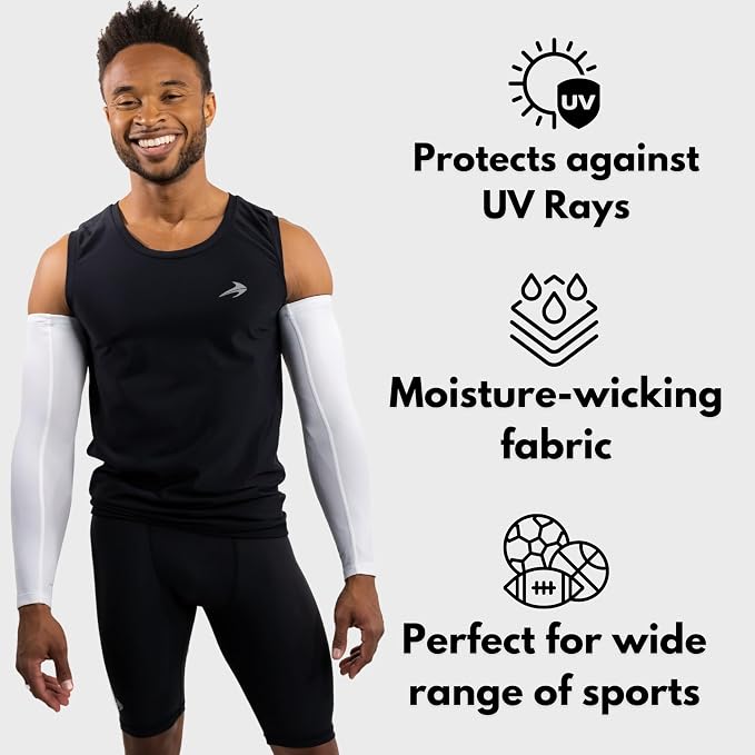 CompressionZ Compression Arm Sleeves for Men & Women| Cooling UV Sun Protection Elbow Pain Relief for All Sports and Recovery