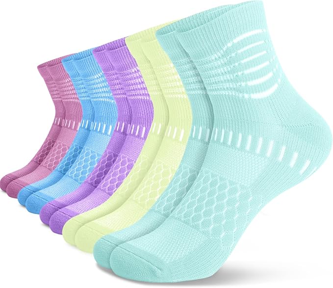 IRAMY Ankle Compression Socks for Women Men Plantar Fasciitis Relief 3/5 Pairs Cushioned Athletic Running Socks