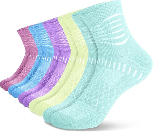 IRAMY Ankle Compression Socks for Women Men Plantar Fasciitis Relief 3/5 Pairs Cushioned Athletic Running Socks