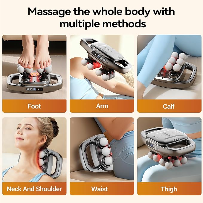 Gurui 12-Head Massage Gun for Deep Tissue Massage, 3 Modes & 30 Levels | Cordless Quiet Massager, Neck Back Shoulder Arm Leg Use, Adjustable Intensity, Full Body Massage, Compact Design