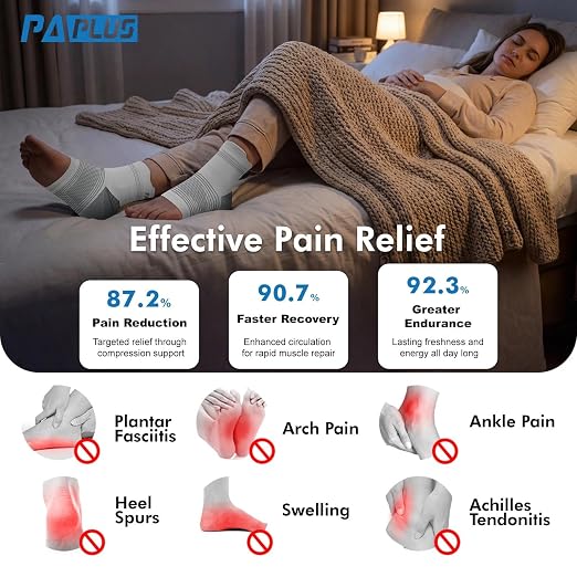 PAPLUS 6 Pairs Compression Socks with Arch Support for Plantar Fasciitis | Ankle Brace for Achilles Tendonitis, Heel Pain, Swelling & Arthritis Relief, Foot Compression Sleeve for Women, Men, White XL