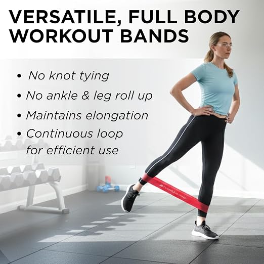 THERABAND Resistance Band Loop Set, 12", Exercise, Workout, Therapy | Resistance band for exercise, physical therapy and stretching, with progressive color-coded levels