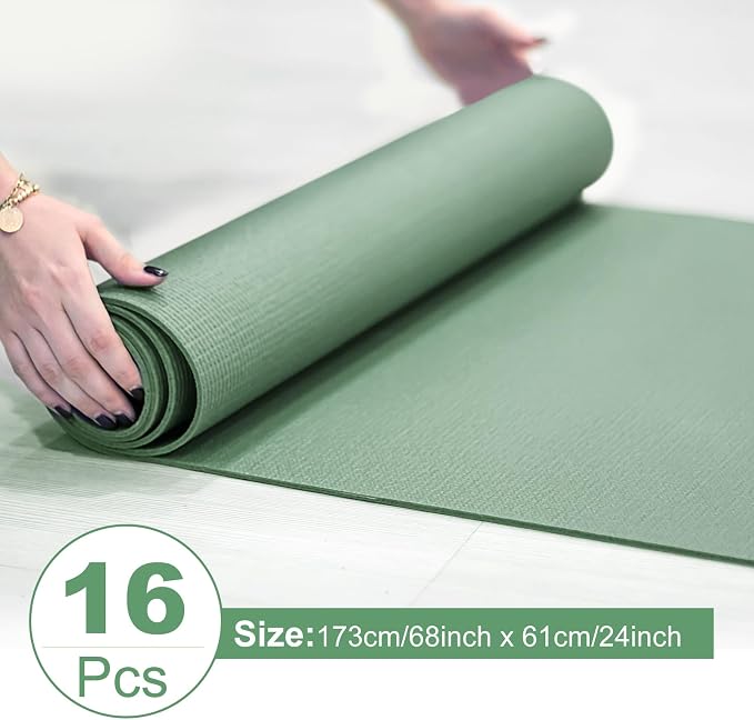 Funtery 3 mm Thin Yoga Mats Bulk, 68 x 24 Inches Lightweight PVC Exercise Mats Non Slip Workout Fitness Pads for Yoga Pilates Stretching Classes Gym Home Studio