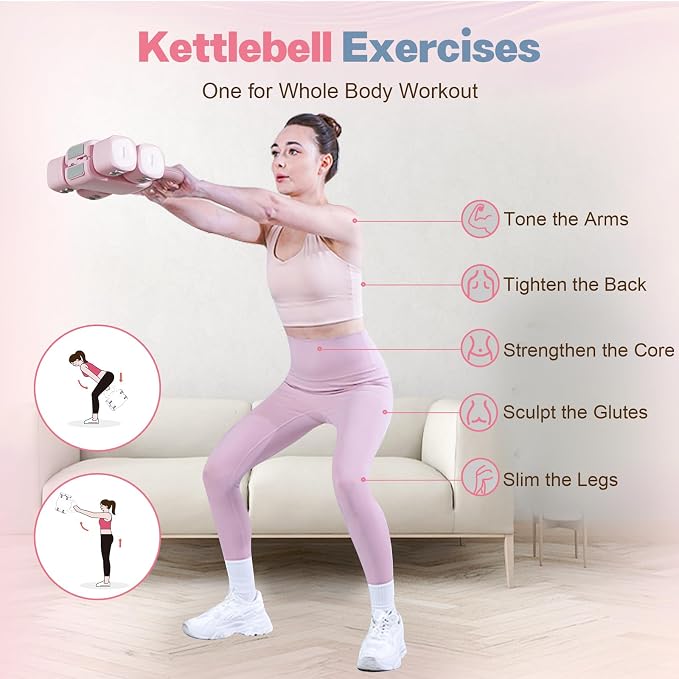 kisnbld Adjustable Dumbbell Set, 2-in-1 Dumbbells & Kettlebell,Hand Weights | 2.2-5.5lb Each Free Weights for Women Beginners with Fast Adjustment,Weights Set for Home Gym & Outdoor Exercise Training