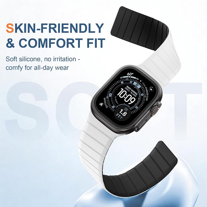 SNBLK Magnetic Band Compatible with Apple Watch Bands for Men 44mm 45mm 46mm 49mm 42mm 41mm 40mm 38mm Women, Secure Silicone Sport Loop Magnet Strap for iWatch Ultra 3 2 1 SE Series 11 10 9 8 7 6 5 4