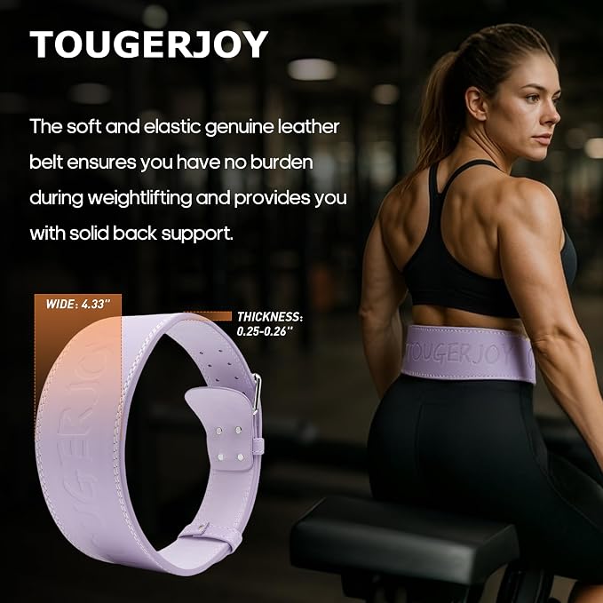 Women's Weight Lifting Belt 4 Inch Wide, Gym Powerlifting Belt for Women with Padded Lumbar Support, Adjustable Fitness Belt for Deadlift, Squats, Cross Training & Workout