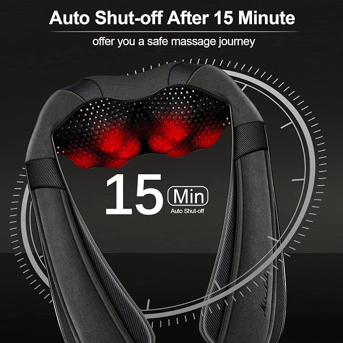Mirakel Shiatsu Neck & Back Massager with Heat - Deep Tissue Neck, Back & Shoulder Pain Relief - Ergonomic Design Shoulder Massager, Electric Kneading Whole Body Massage Pillow Gifts for Women, Men