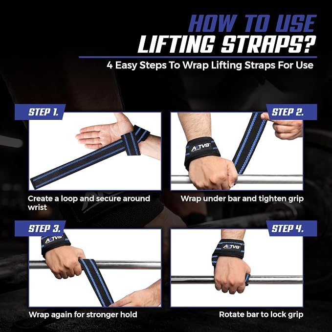 AKTV8 Lifting Straps for Deadlifts, 23 inch 4mm Padded Wrist Straps for Gym | Stronger Grip During Weight Lifting & Powerlifting, Heavy Duty Polyester-Cotton Gym Straps for Pull Ups, Rows & Heavier Lifts