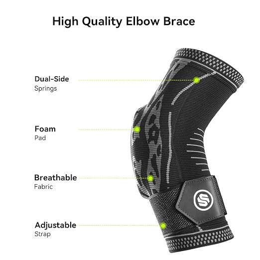 Elbow Compression Sleeve for Tendonitis, Bursitis Elbow Pad Brace | Elbow Brace with Side Springs & Foam Padding for Olecranon Joint Pain, Arthritis, Bursa Protection, Men & Women(Small)