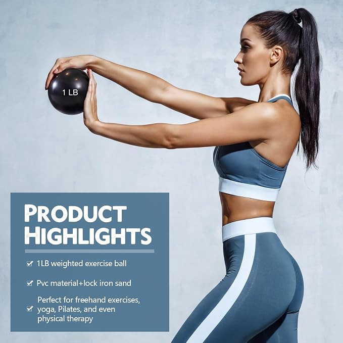 Seenelling 4 Pcs Weighted Toning Balls for Exercise Weighted Exercise Soft Medicine Balls for Gym, Pilates, Yoga, Balance, Flexibility